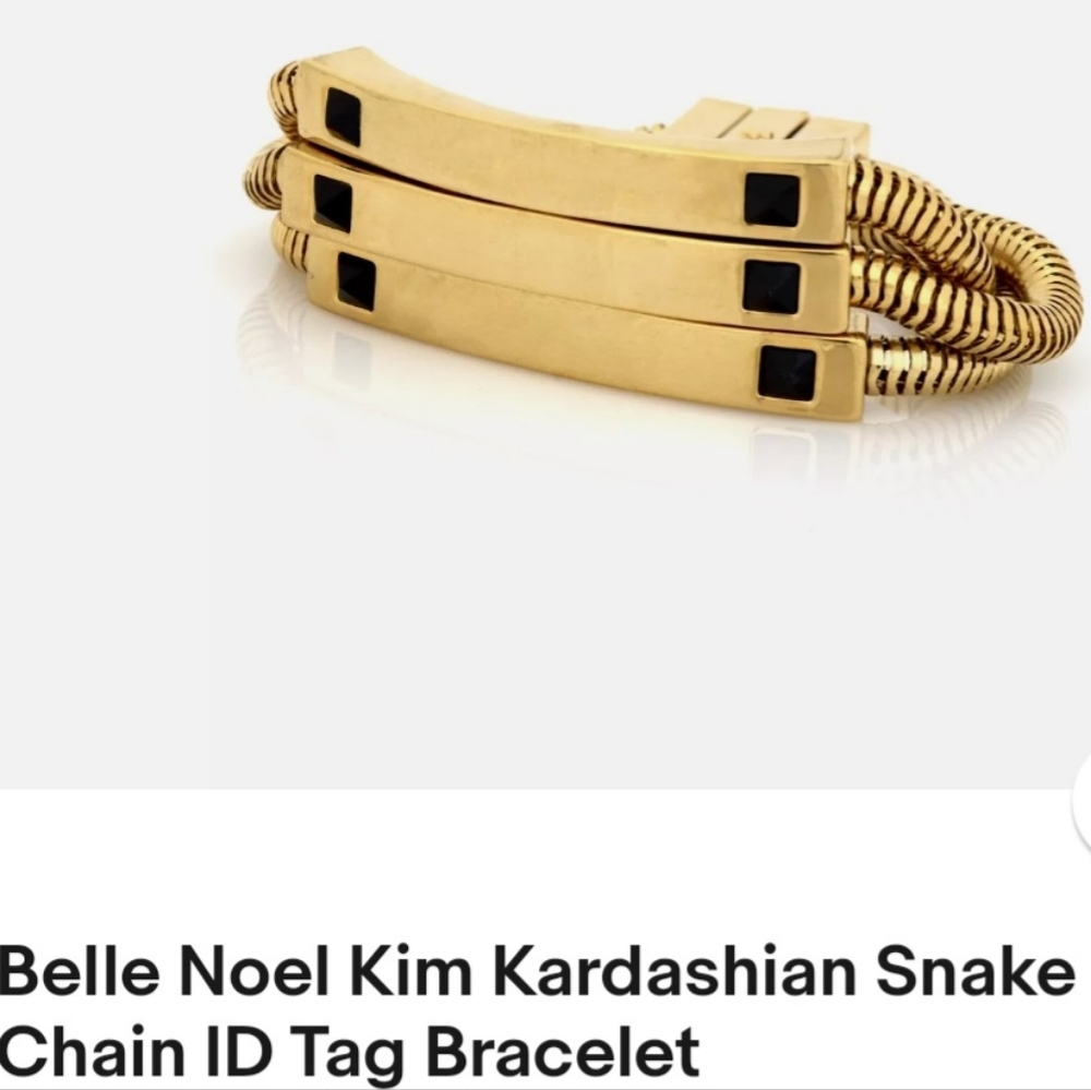 NWT Belle Noel Kim Kardashian gold bracelet triple strand Signed